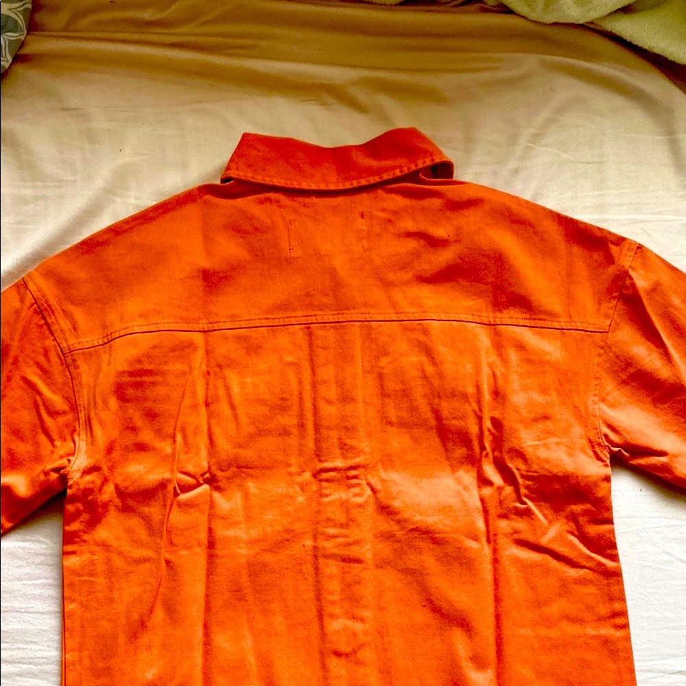 NWT Badgley Mischka Orange Button-Up Shirt - Picture 6 of 8